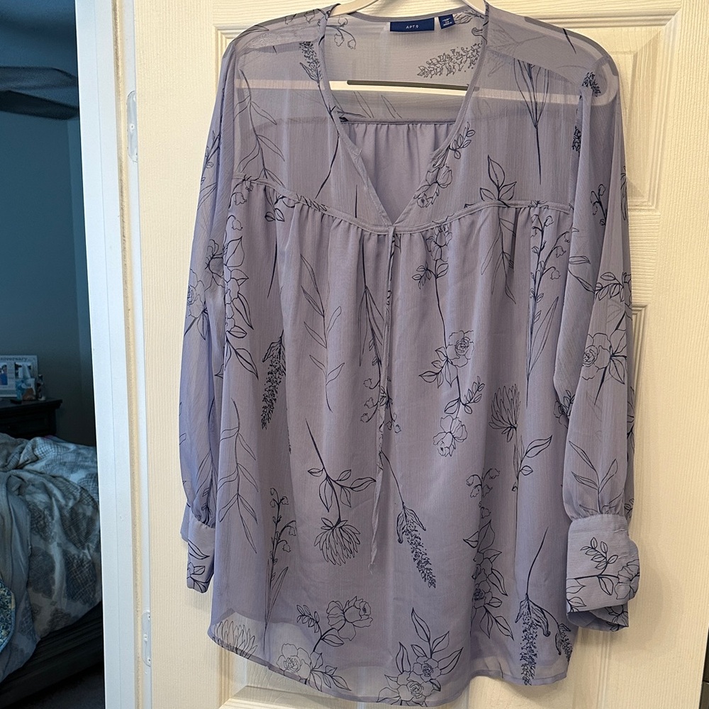 Apt. 9 Women's Floral Sheer Blouse - Light Purple
